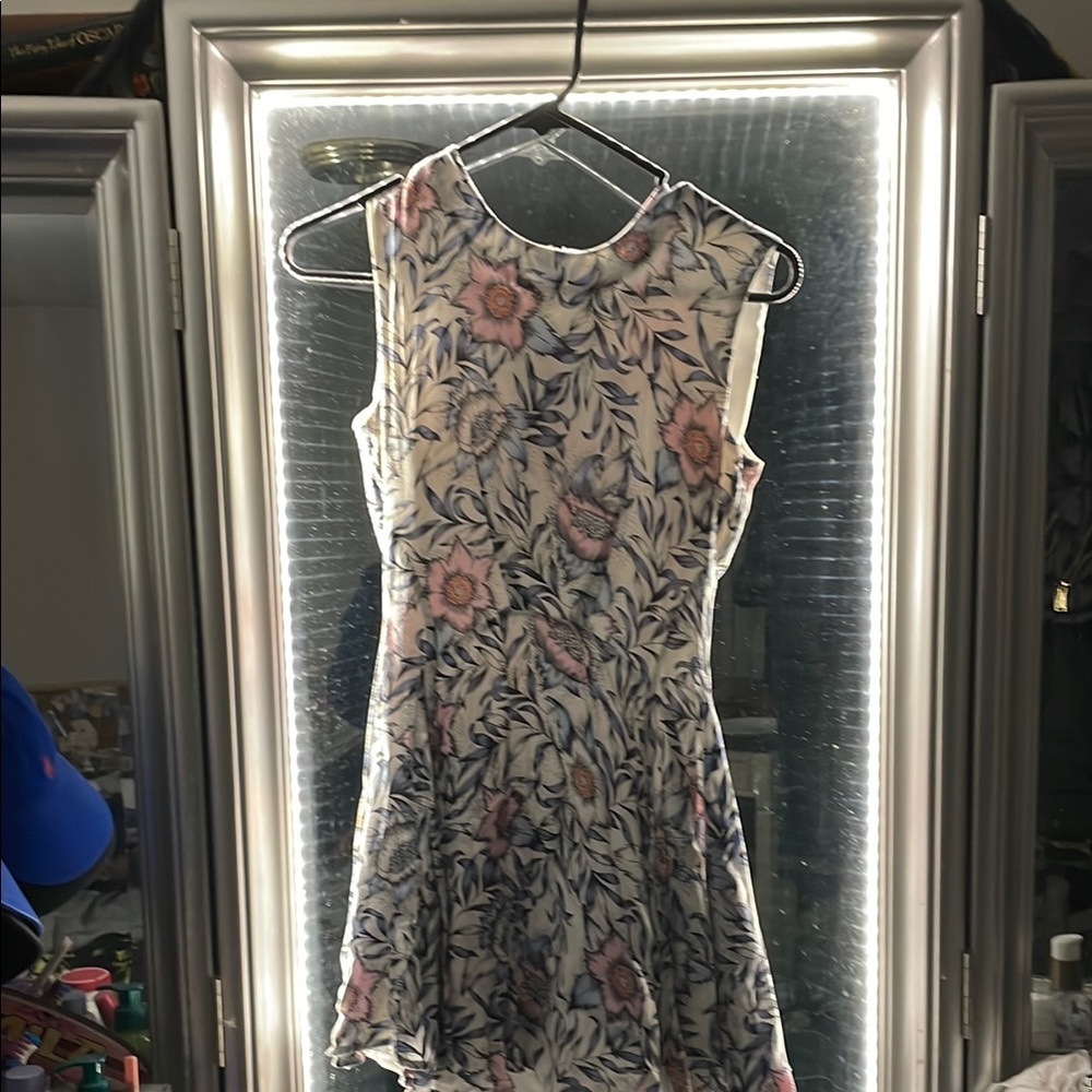 White Floral A-Line Mini Dress for Wedding Guest